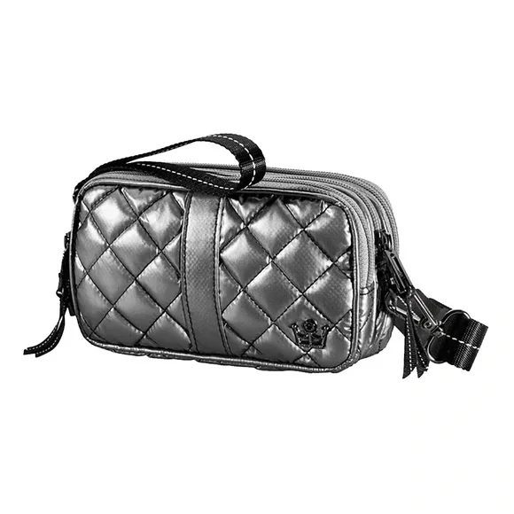 oliver thomas 24 + 7 triple threat crossbody metallic silver - Picture 1 of 16